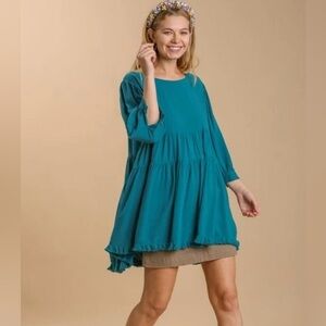 Umgee Teal Turquoise Babydoll Top Oversized Size 2XL